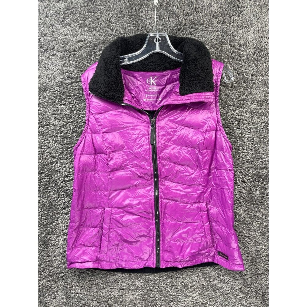 Calvin Klein Puffer Vest Women 2XL Pink Quilted MP3 Player Pocket Wind Resistant